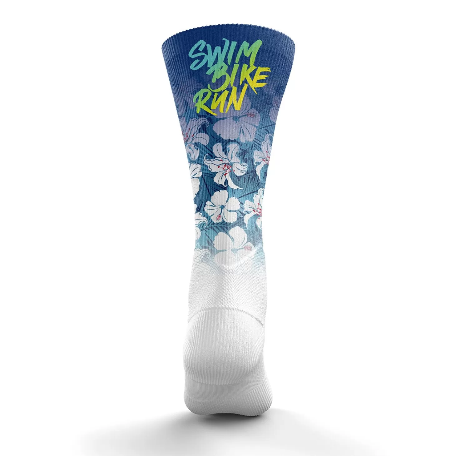 Hot Calcetines Sublimados - Swim Bike Run Flower Calcetienes Sublimados | Calcetines Altos Sublimados