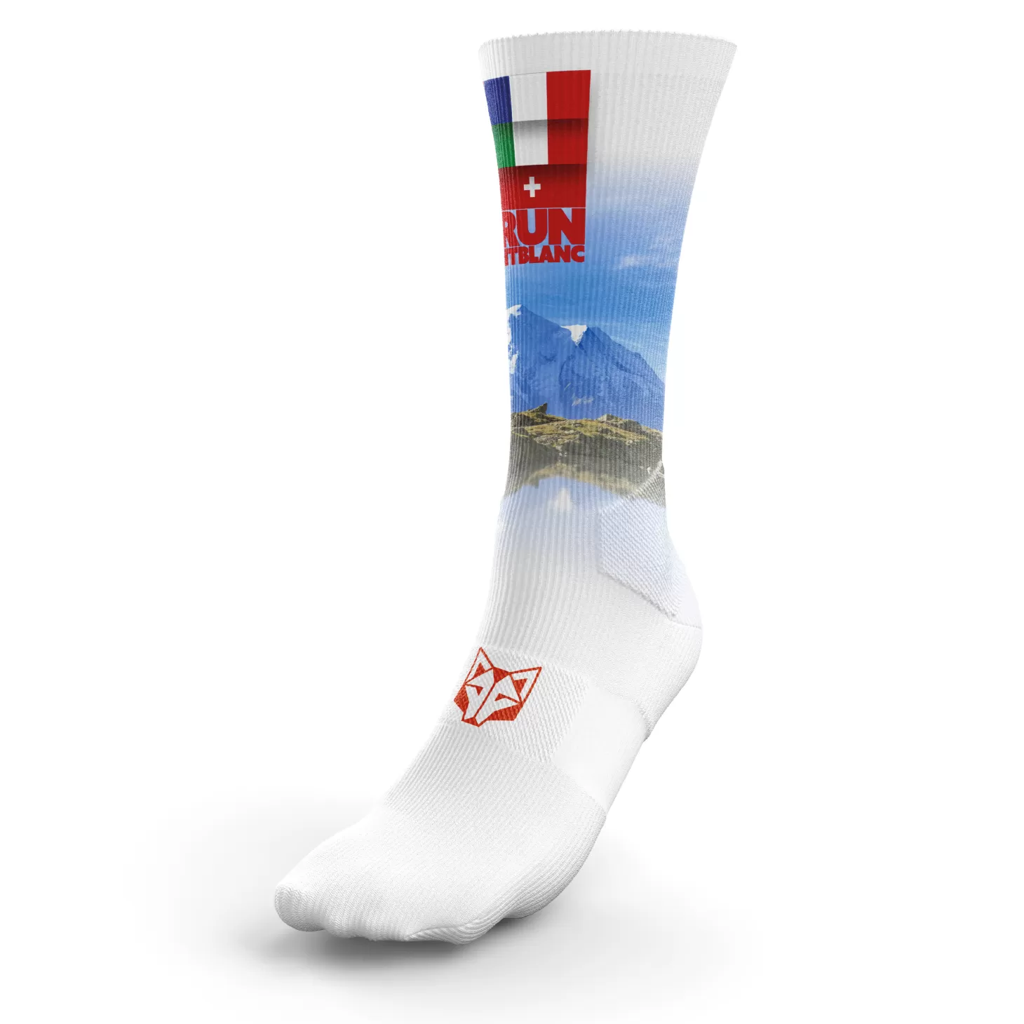 Shop Calcetines Sublimados - Trail Run Montblanc 2024 Calcetienes Sublimados | Calcetines Altos Sublimados