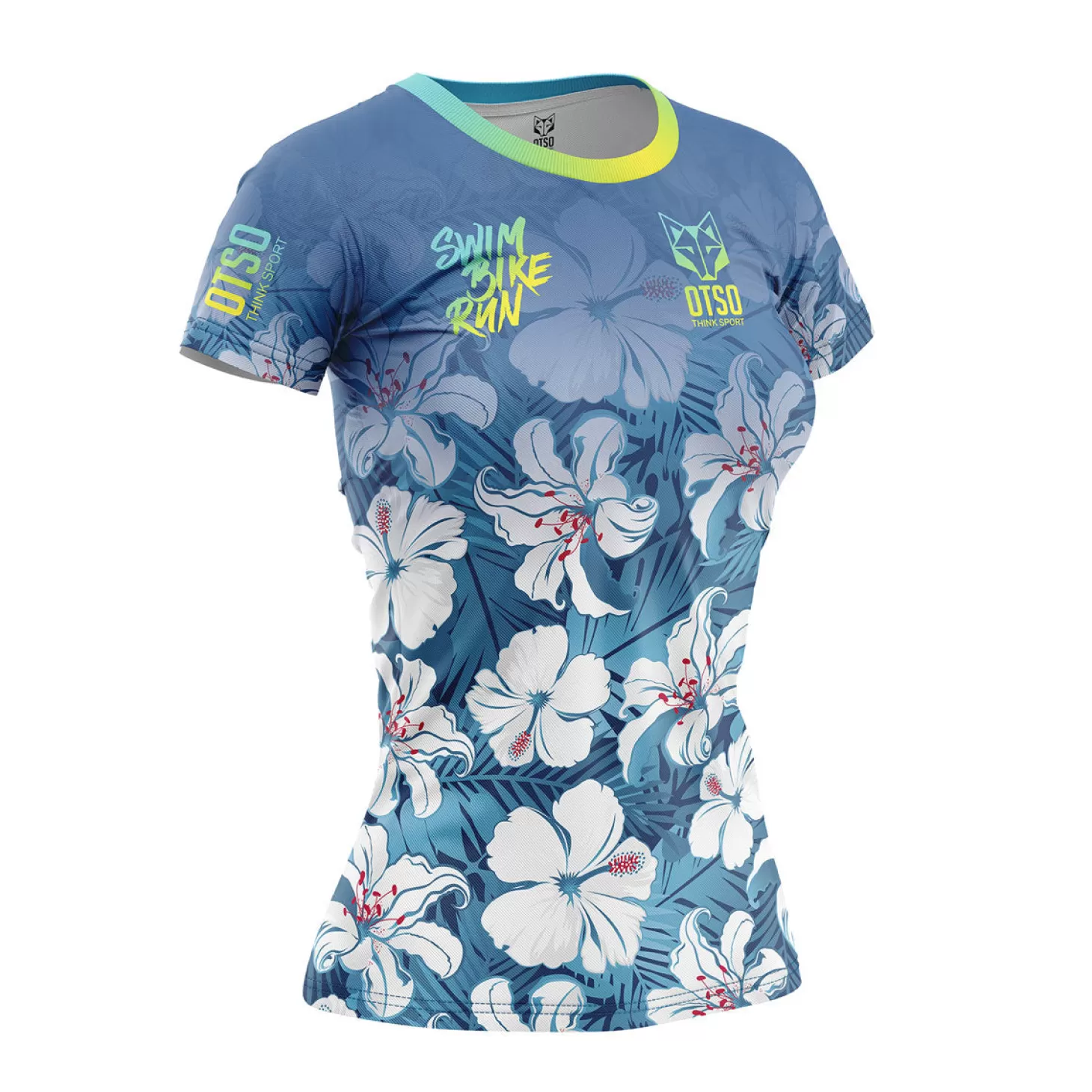 Cheap Camiseta manga corta mujer - Swim Bike Run Flower Mujer Camisetas Manga Corta Mujer