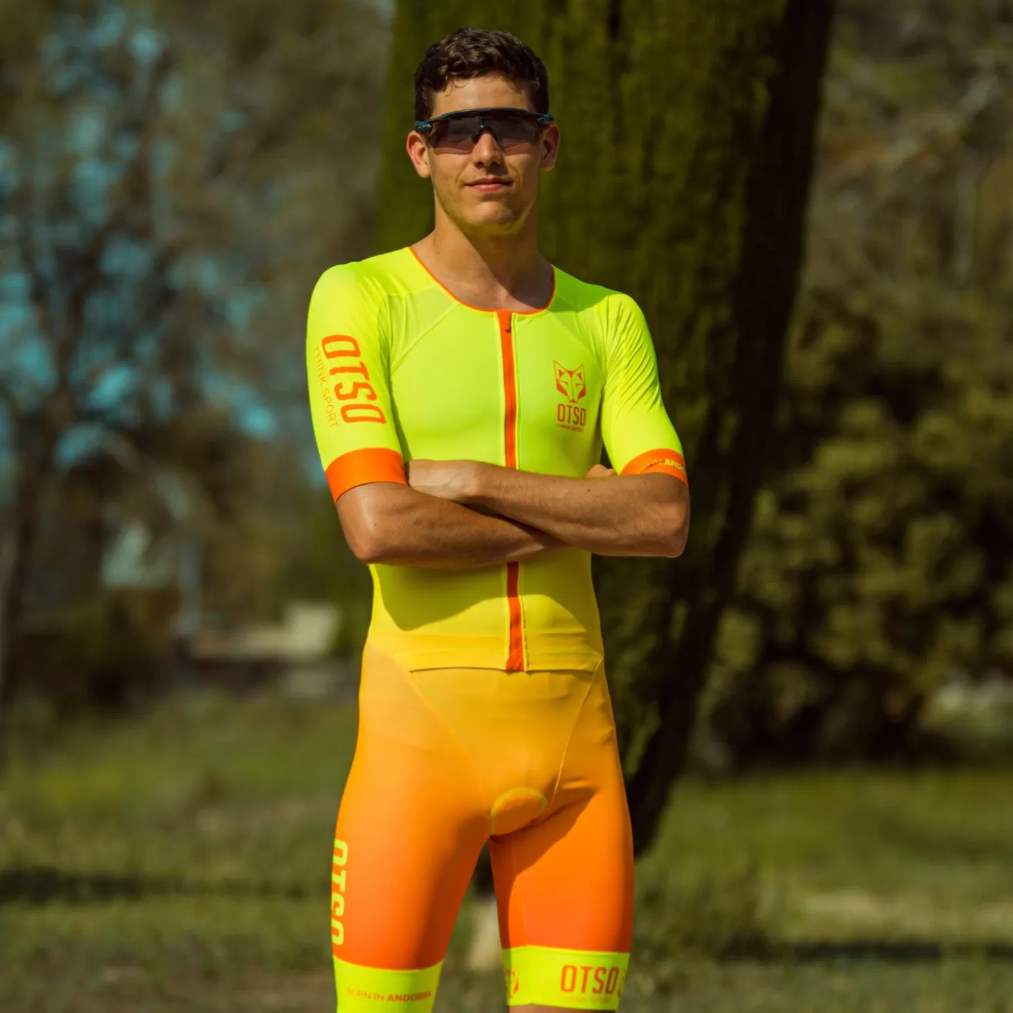 Sale Mono de triatlón hombre - Fluo Yellow & Fluo Orange (Outlet) Hombre Monos De Triatlón Para Hombre