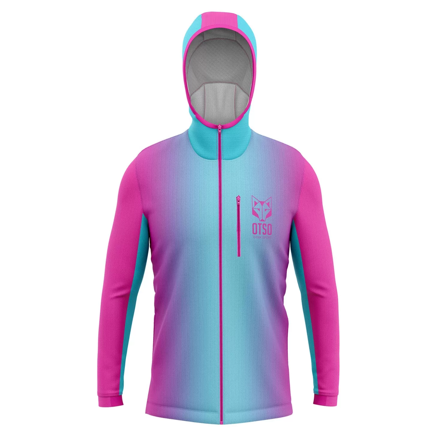 Shop Unisex sport hoodie - Fluo Pink & Light Blue Chaquetas Segunda Capa