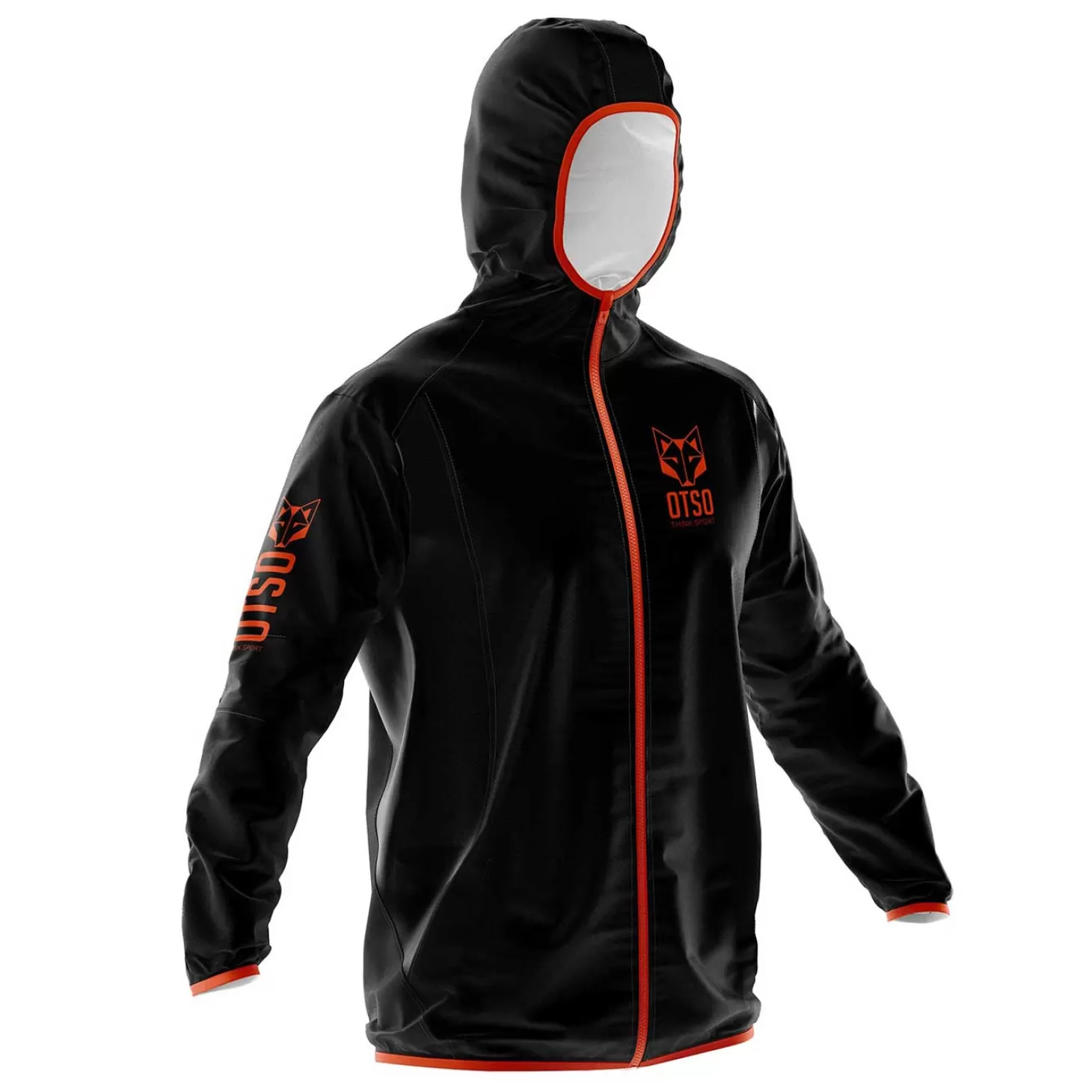 Store Waterproof Jacket - Black & Fluo Orange Cortavientos