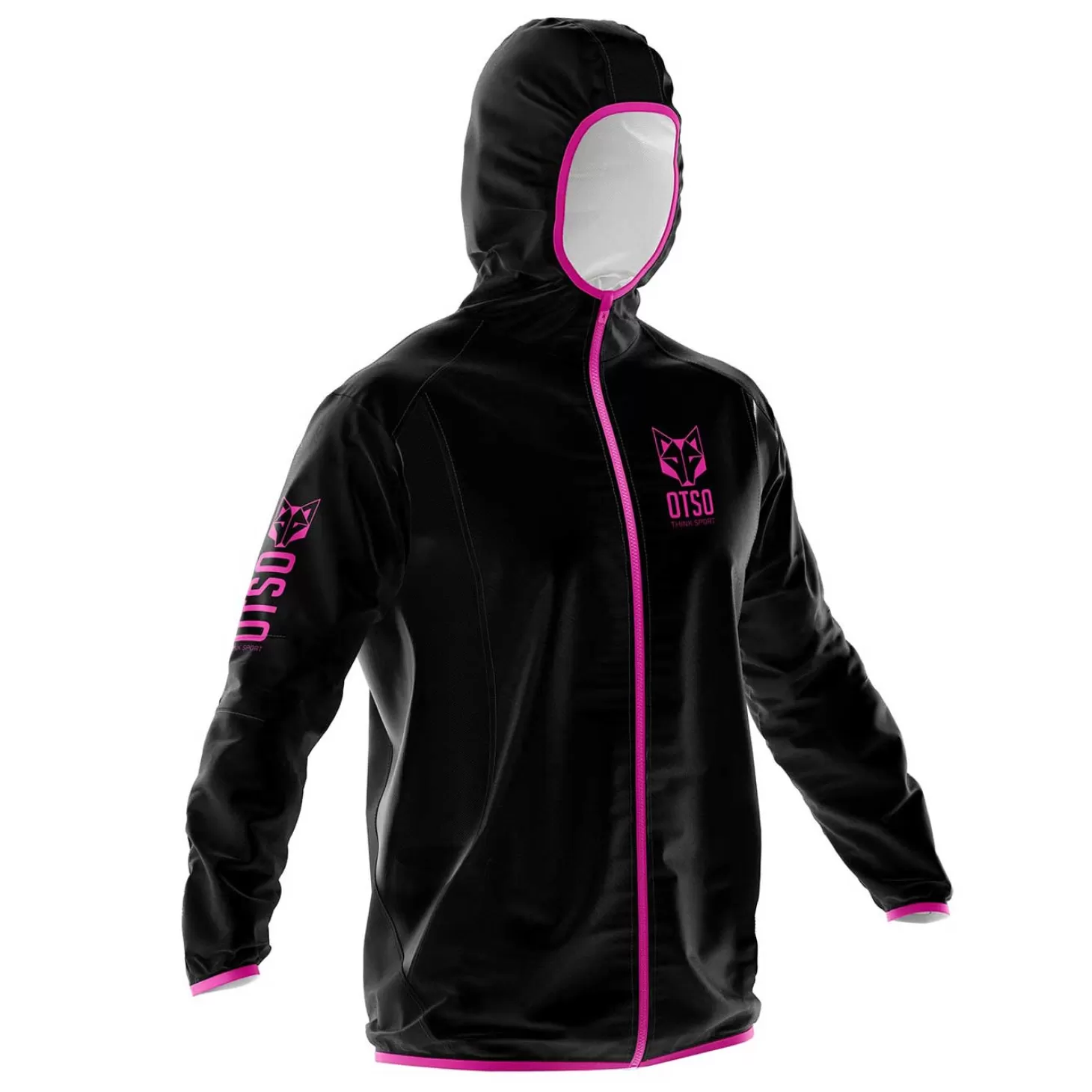 Outlet Waterproof Jacket - Black & Fluo Pink Cortavientos