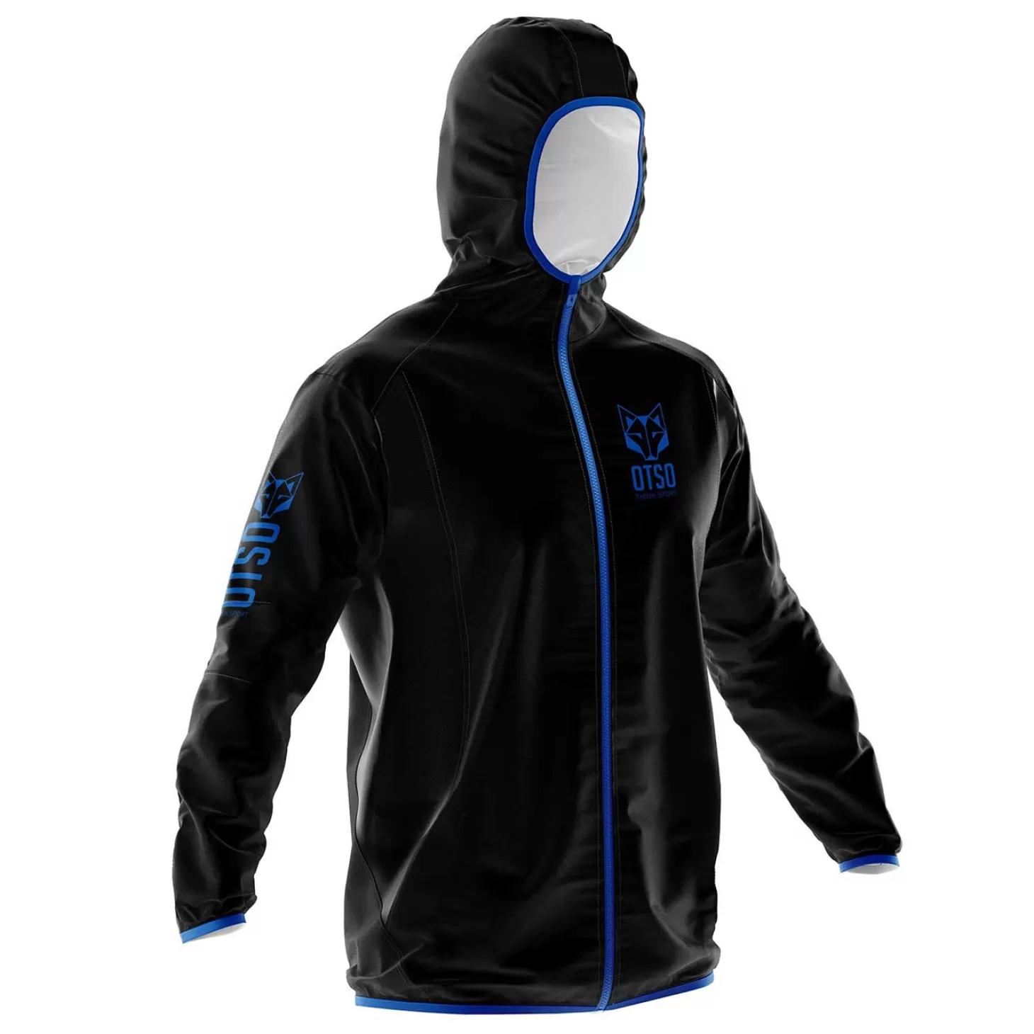 Cheap Waterproof Jacket - Black & Royal Blue Cortavientos