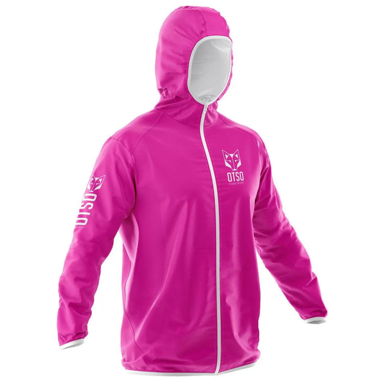 New Waterproof Jacket - Fluo Pink & White Cortavientos