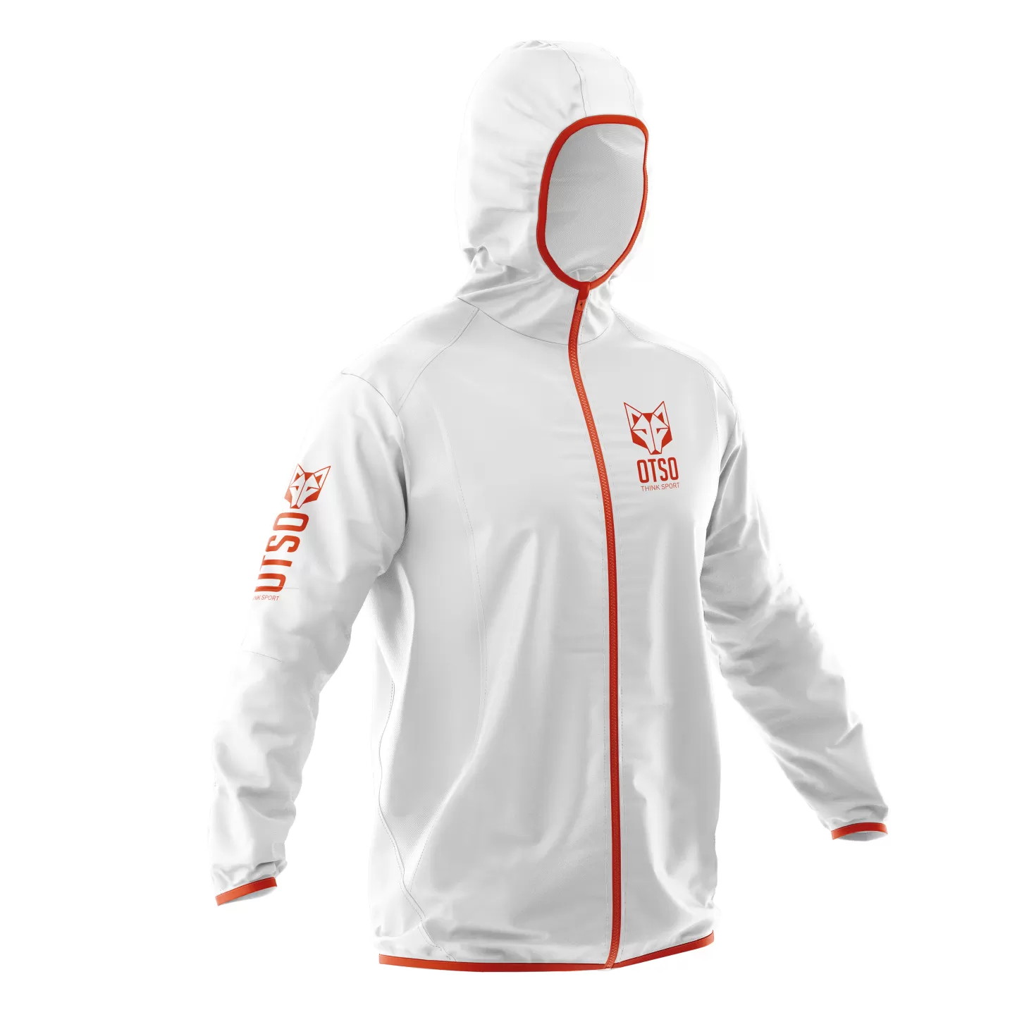 Best Waterproof Jacket - White & Fluo Orange Cortavientos