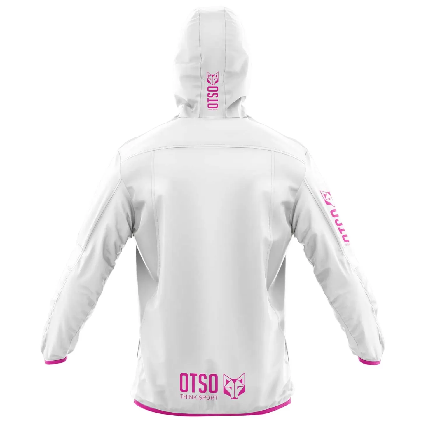 Online Waterproof Jacket - White & Fluo Pink Cortavientos