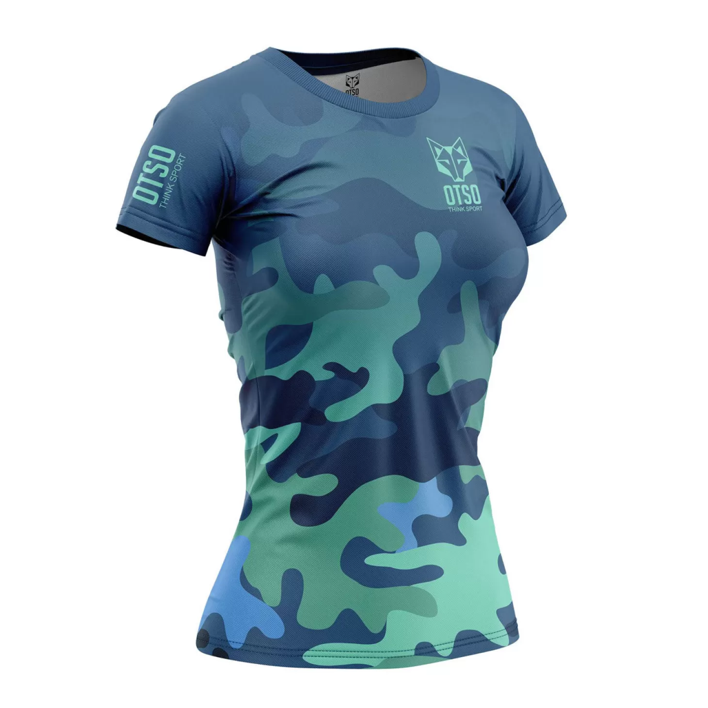 Hot Women's Short Sleeve Shirt Camo Blue - Mujer Camisetas Manga Corta Mujer